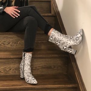 Snakeskin booties
